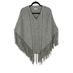 jomo Made In Ireland Merino Wool & Cashmere Knitted Fringe Poncho